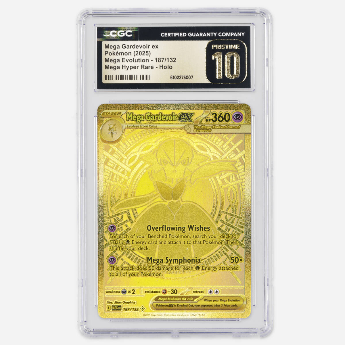2025 Pokémon Mega Evolution 187/132 Mega Gardevoir ex Mega Hyper Rare Holo Trading Card CGC 10 Pristine
